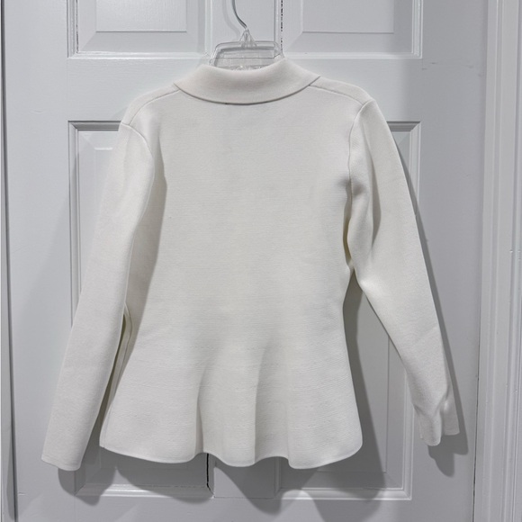 Zara Gold Button White Peplum Cardigan — Size M - NWOT - Picture 9 of 10